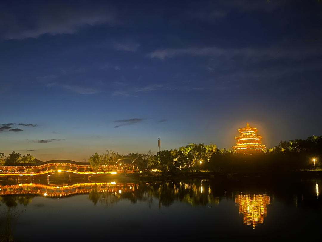 图说雄安悦容公园夜景醉游人