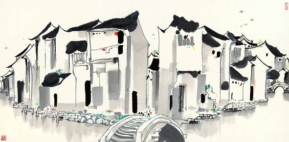 吴冠中作品《周庄》