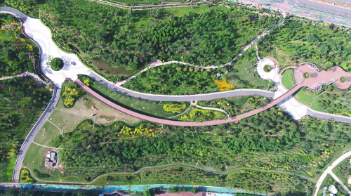 图为绸带公园俯瞰图.供图:济南市历下区发展和改革局