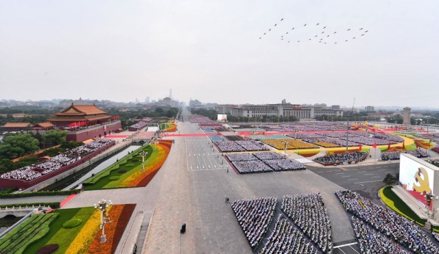2021年7月1日上午，庆祝中国共产党成立100周年大会在北京天安门广场隆重举行。新华社记者 李贺 摄