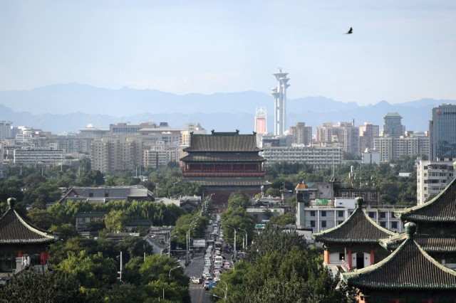 北京中轴线上的鼓楼（2020年9月3日摄）。新华社记者 鞠焕宗 摄