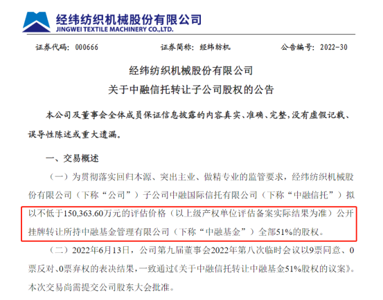 “中植这一步是何布局？官宣转让旗下千亿基金公司，不低于15亿公开挂牌转让51%股权