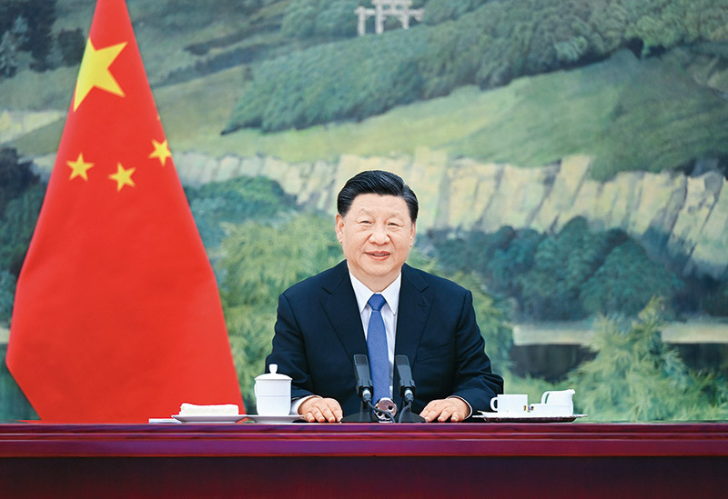  2022年5月25日，国家主席习近平在北京以视频方式会见联合国人权事务高级专员巴切莱特。 新华社记者 谢环驰/摄