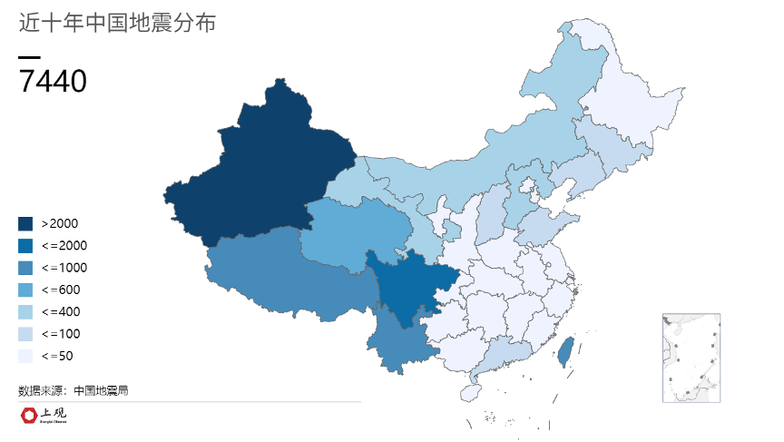 回顾近十年的地震情况台湾是我国五级及以上地震最多的地区