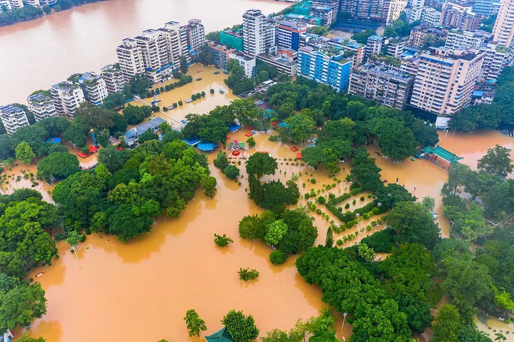 广东韶关境内暴雨,武江,浈江,北江水位暴涨,韶关城区低洼地带被淹