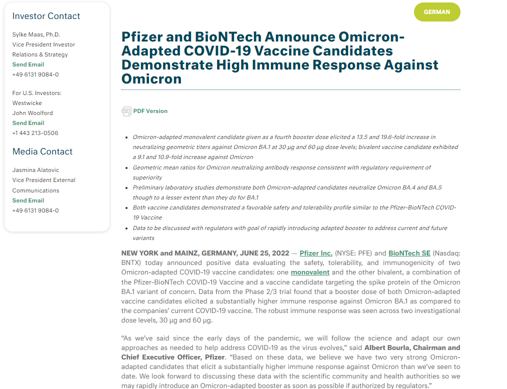 IT|BA4和BA5再现克星？辉瑞称奥密克戎疫苗具有较强免疫水平