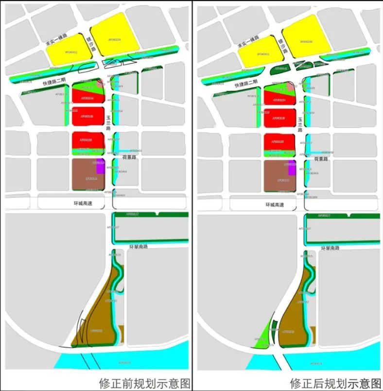 玉兰路-港口路过江通道（广州段）控规修改示意图。