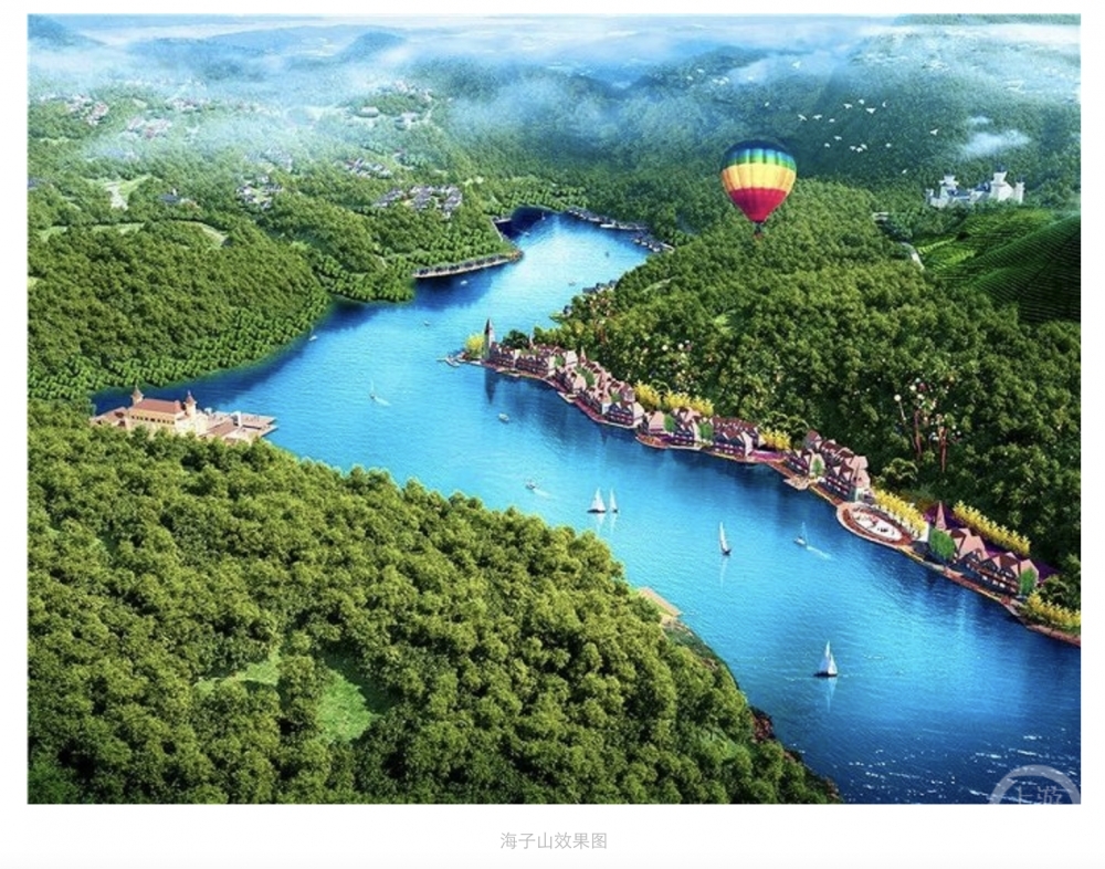 世外乡村集团规划将大海子修改为人工湖效果图.
