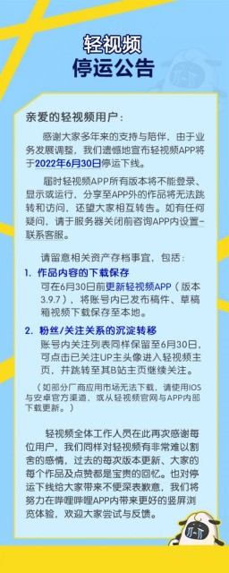 B站小视频APP“轻视频”今日正式停运