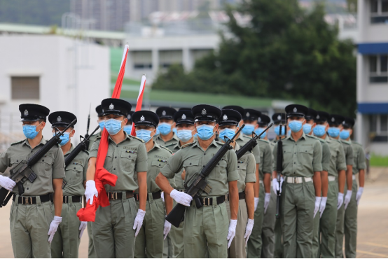 香港警员进行中式步操训练。范凌志摄
