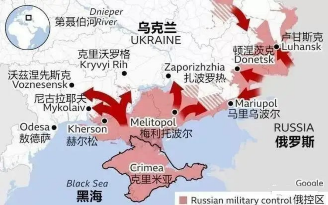 6月初俄军和乌东两“人民共和国”武装在乌克兰控制区域 图：资料