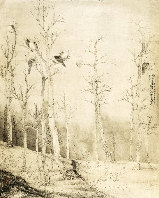 图:刘万鸣花鸟画作品《微雨洗高林》(图源:书画频道美术馆)