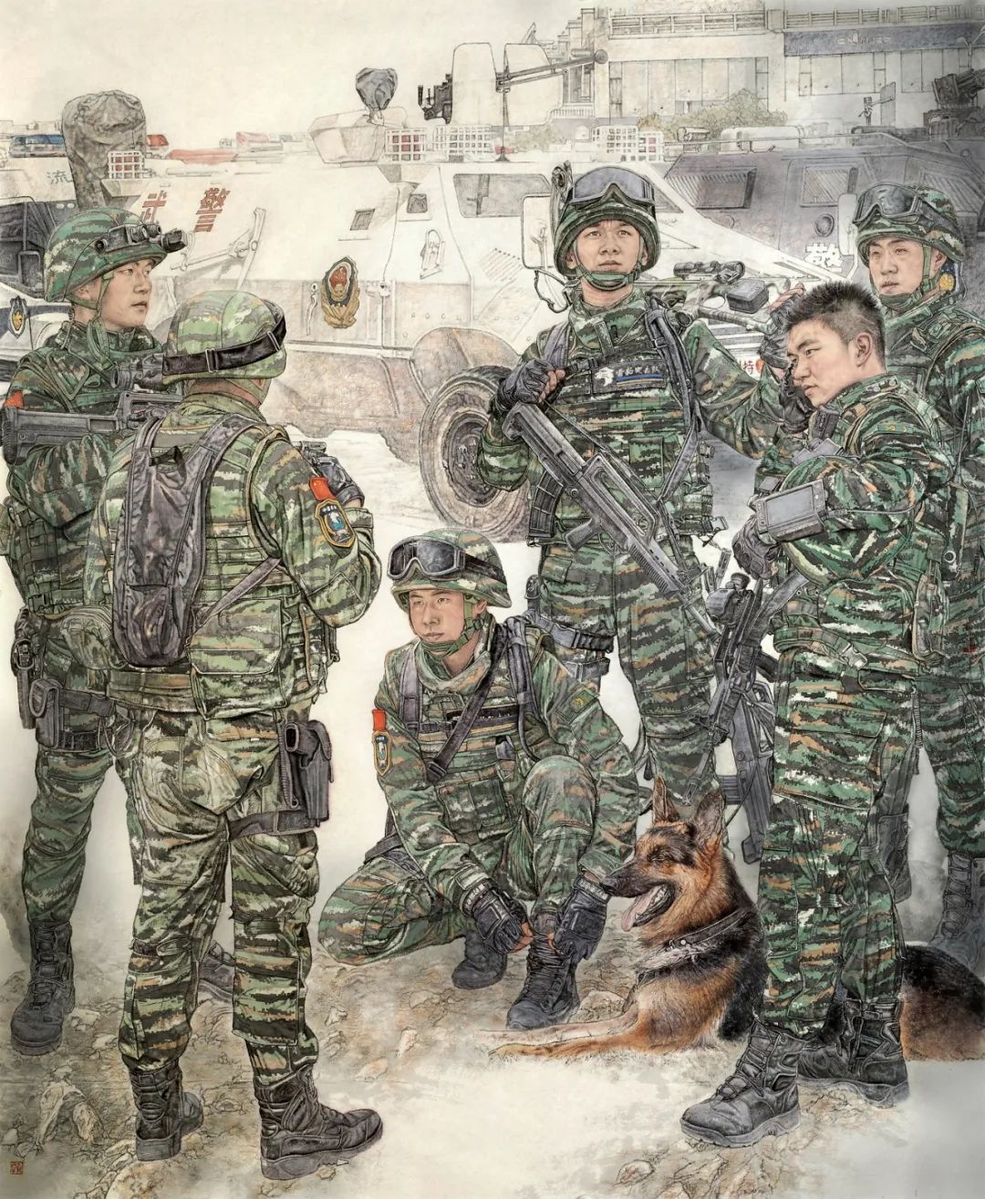 喜迎党的二十大,庆祝建军95周年武警部队美术书法作品展优秀作品选