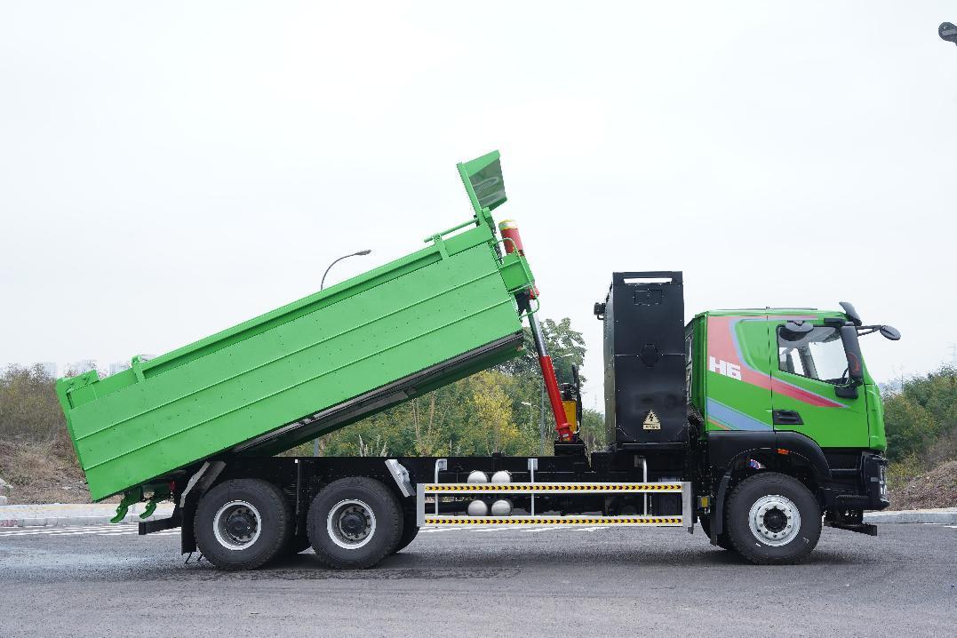 城建先锋兵红岩杰虎h6纯电动自卸车助力渣土运输高效发展