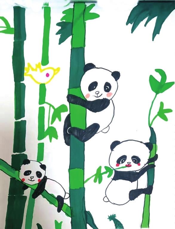 《可爱的大熊猫》绘画直播课 部分作品展示