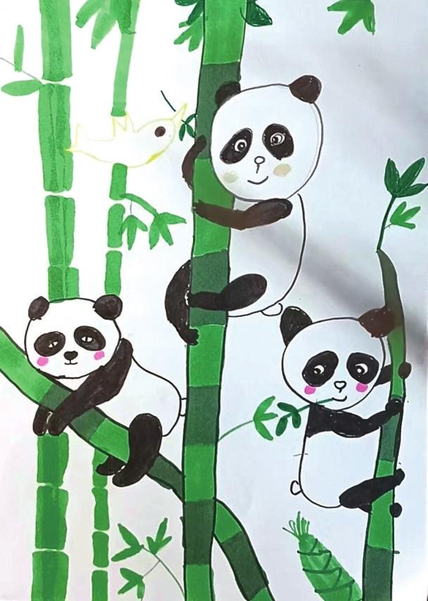 《可爱的大熊猫》绘画直播课 部分作品展示 |小学_新浪财经_新浪网