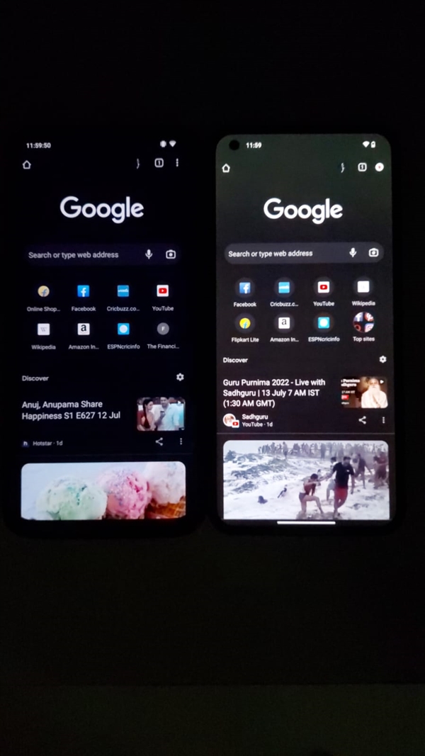 左为一加6T, 右为Nothing Phone 1
