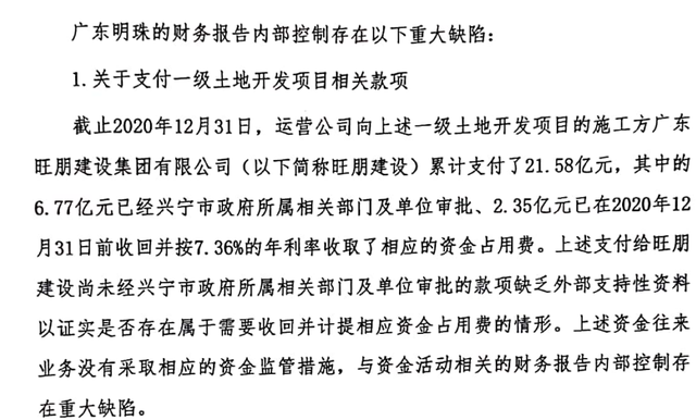 图片来源：2020年ST广珠内控审计报告