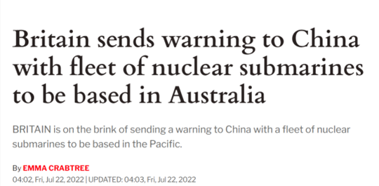 挑动对抗！英媒：英将在澳部署核潜艇舰队 借此对中国发出“警告”