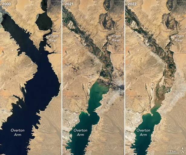 米德湖“浴缸环”现象愈加明显，图自NASA