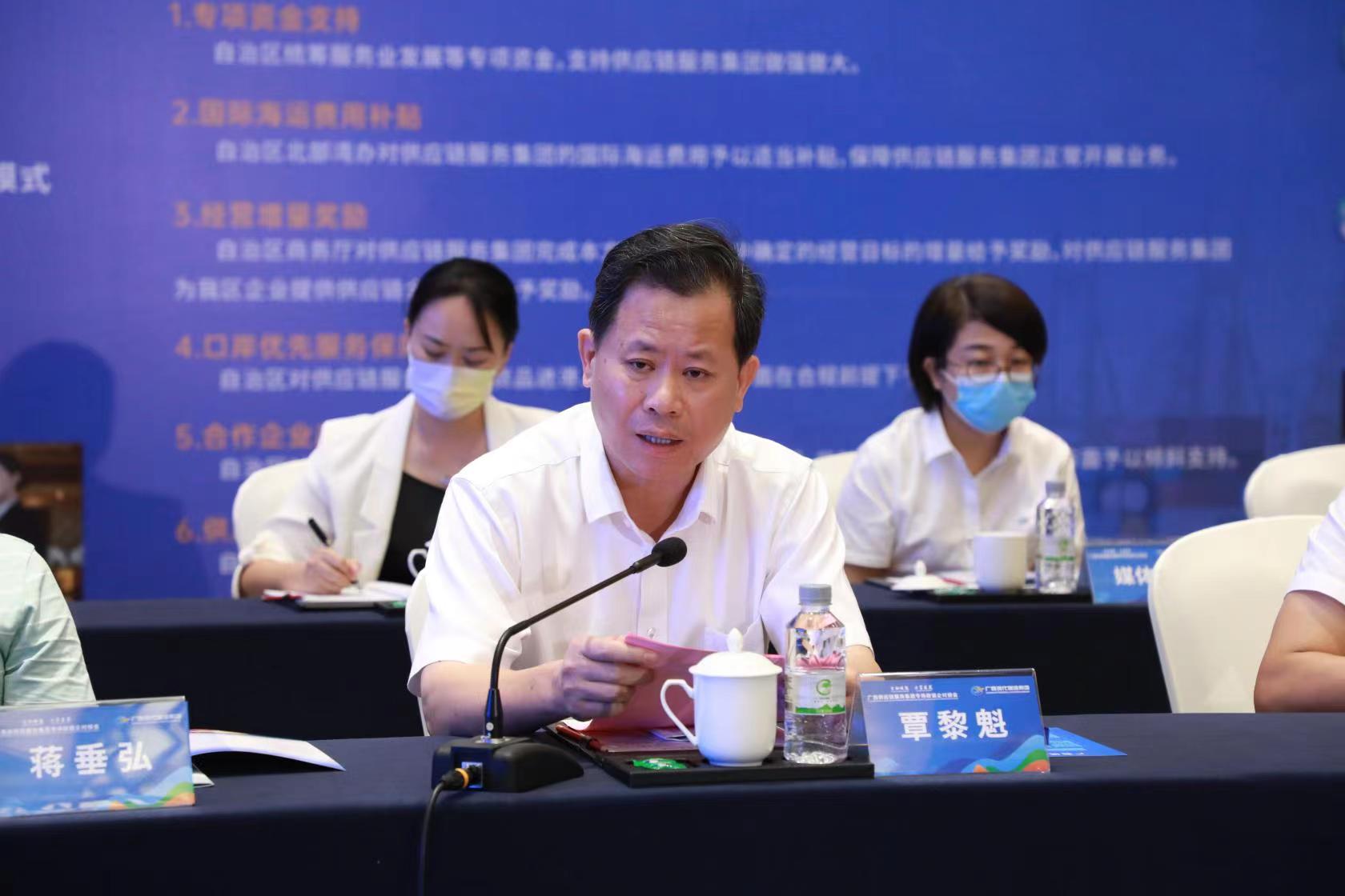 广西现代物流集团董事长覃黎魁发言