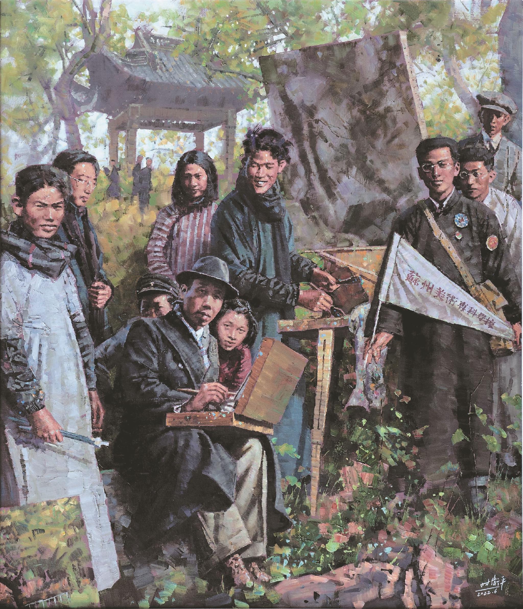 100×80cm 闫 平 作天高地阔(油画) 80×60cm 孙为民 作涨潮的船坞