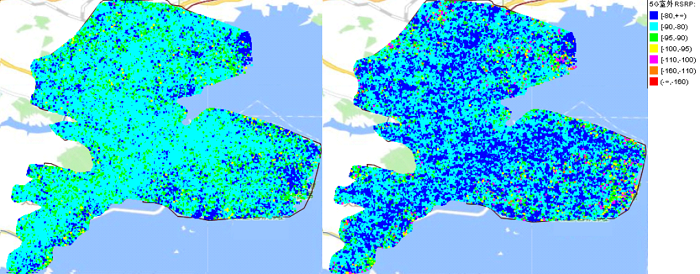 图15G现网室外覆盖评估和站点规划后的预测图