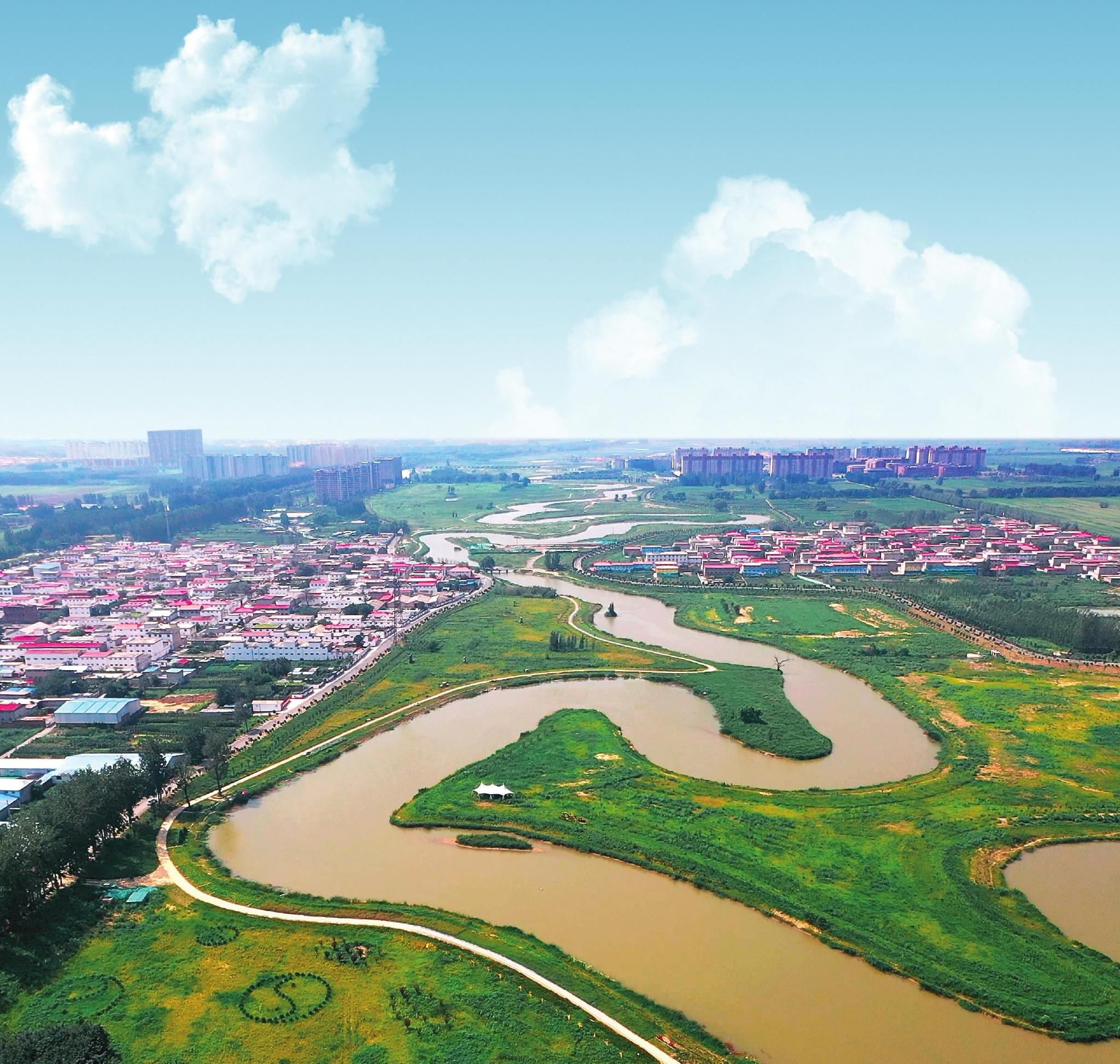 滏阳河生态修复整治工程鸟瞰.