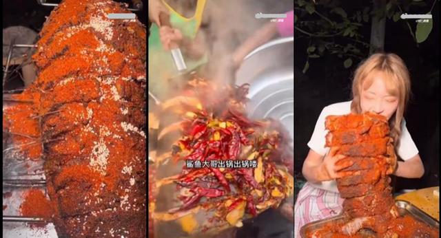 網紅主播「提子」水煮鯊魚和燒烤鯊魚的視頻截圖