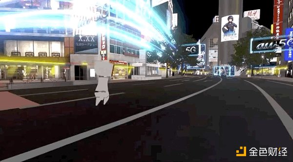 此外，在虚拟涉谷的街头人们还能看到《攻壳机动队》的海报与宣传，而这也是虚拟涩谷的未来 5G 娱乐项目之一。