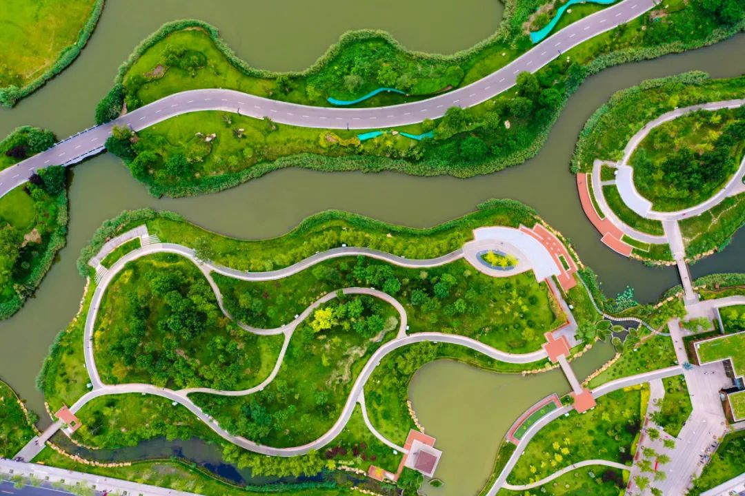 航拍开封西北湖湿地公园