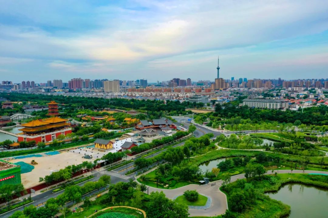 航拍开封西北湖湿地公园