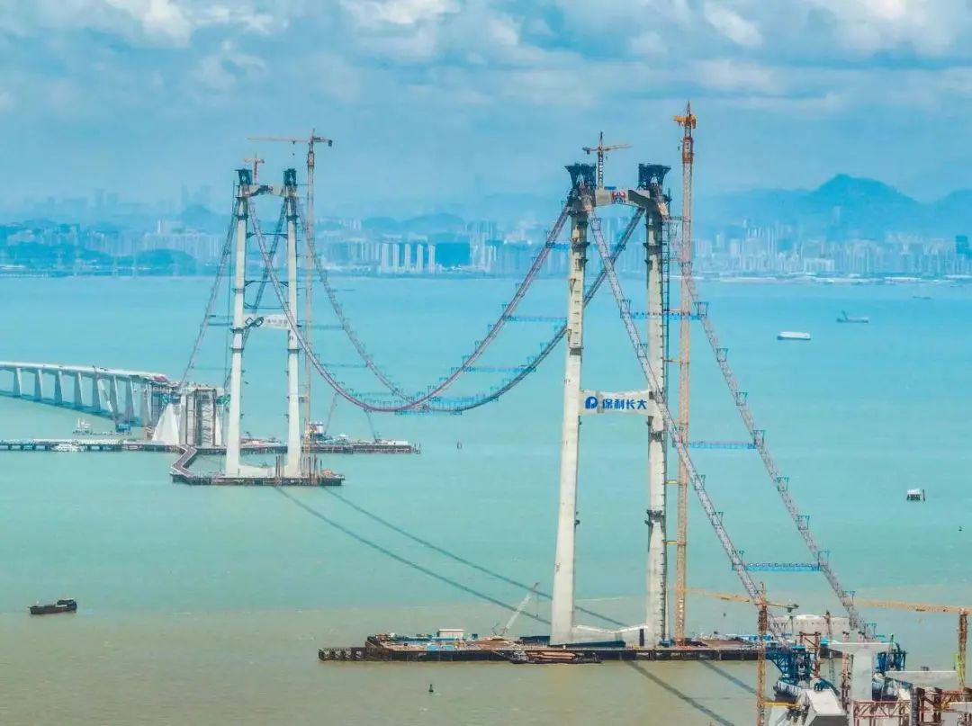 深中通道伶仃洋大桥建设现场(图片来源:中山新闻)