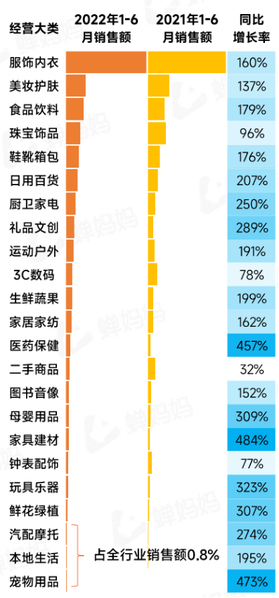 医药保健行业增速崛起 图片来源:《抖音电商2022上半年行业报告》