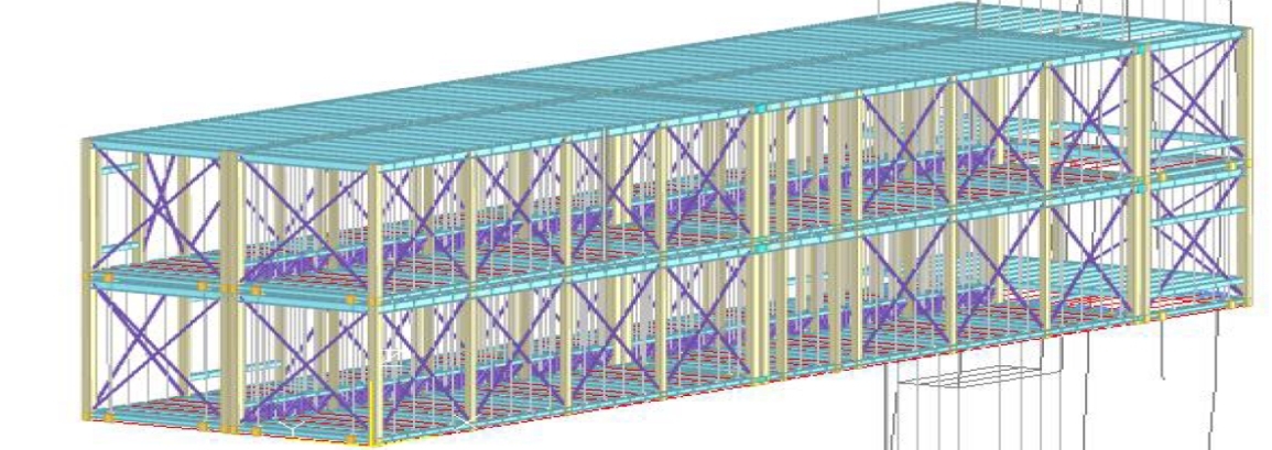 　　图1 预制装配式集装箱结构体系模型