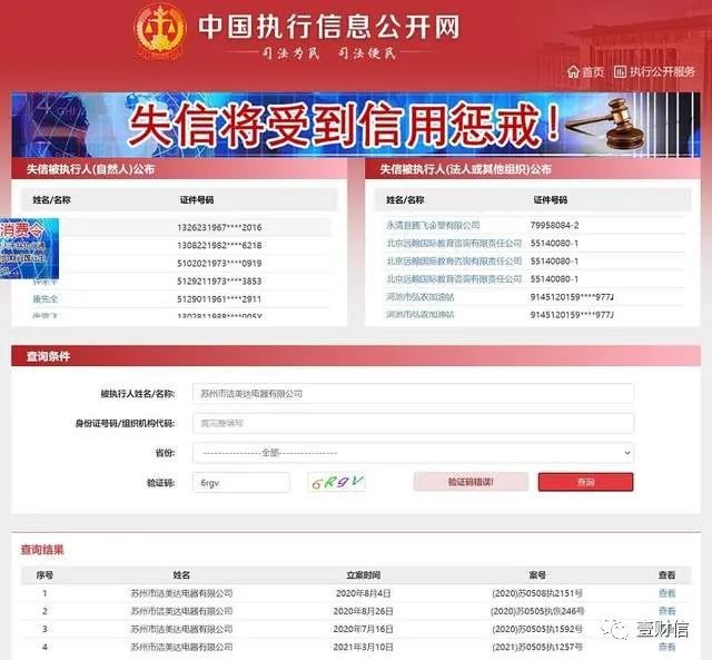 （截图来自中国执行信息公开网）