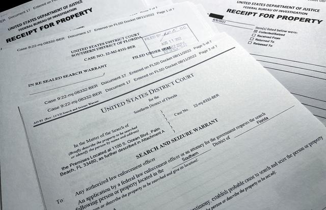 美國司法部簽發的搜查令（圖片來源：ICphoto)