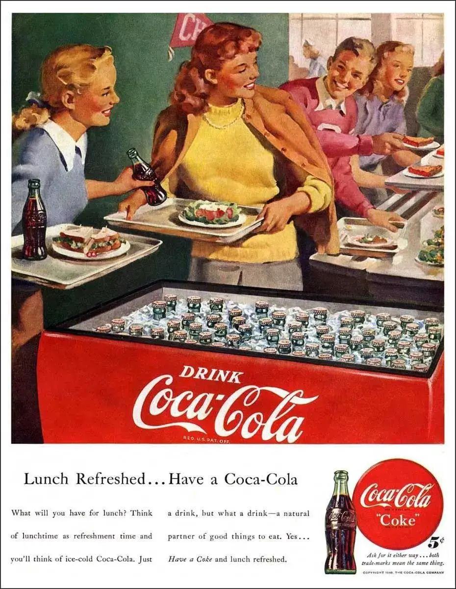 大萧条时期，可口可乐海报上的人们洋溢着笑容