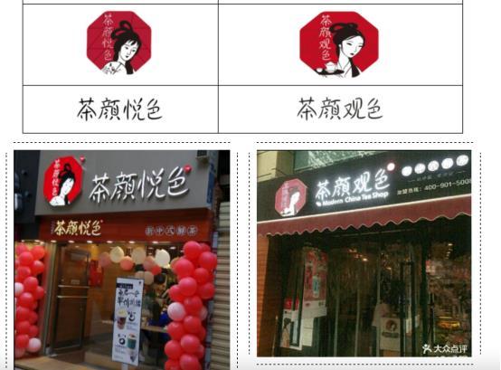 茶颜悦色与茶颜观色门店对比 图片来源：天心区人民法院公众号截图