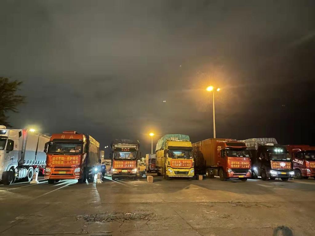 图为停靠在码头停车场的货运车辆.(海南省交通运输厅供图)