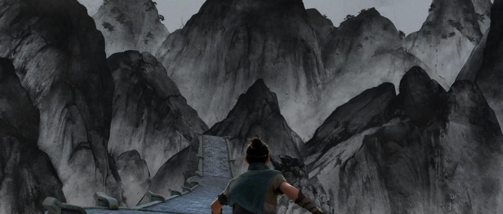 片中的法宝太极图采用了水墨和二维风格的呈现.