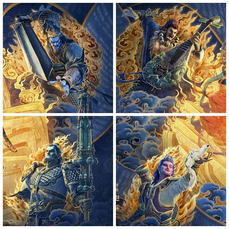 四大天王用四种不同肤色来彰显各自性格.