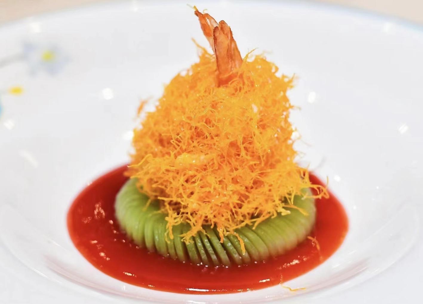 玉环金丝豆腐虾获创意菜大奖.明娟 摄