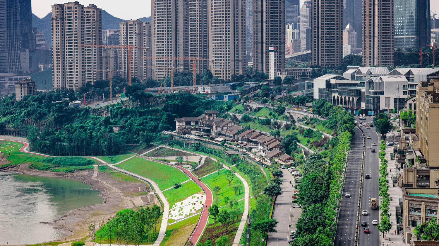 江北嘴江滩公园三洞桥段消落带治理(江北嘴中央商务区管委办供图)