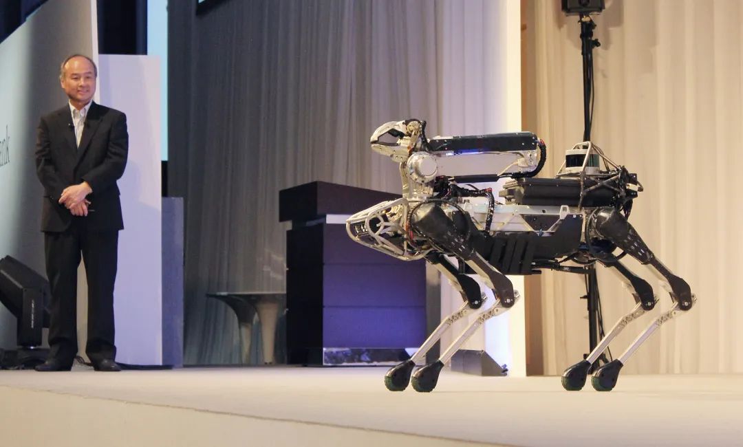 Spot Mini, a quadruped robot developed by Boston Dynamics, exhibited at a SoftBank Group event / Vision China