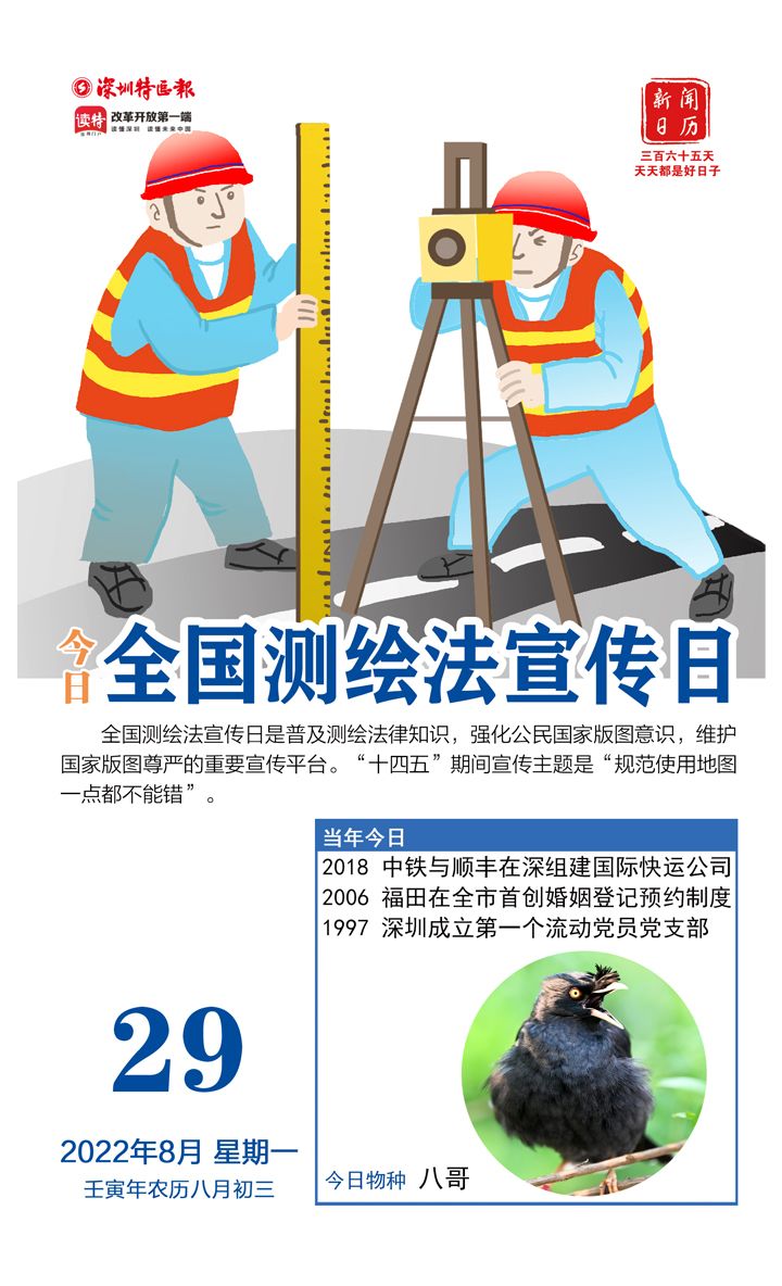 新闻日历 | 8月29日 全国测绘法宣传日|深圳市_新浪财经_新浪网