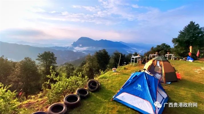游客在平南县大鹏镇高山露营基地露营.(首席摄影记者张庆杰摄)
