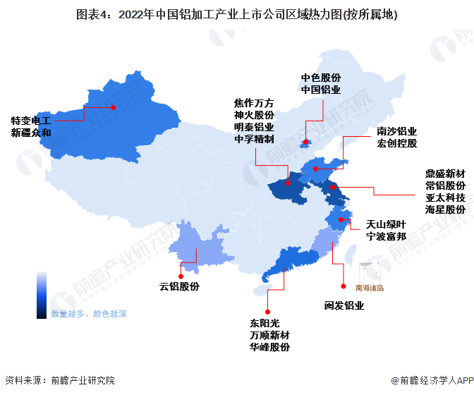 铝加工产业产业园区分布图：河南省最多