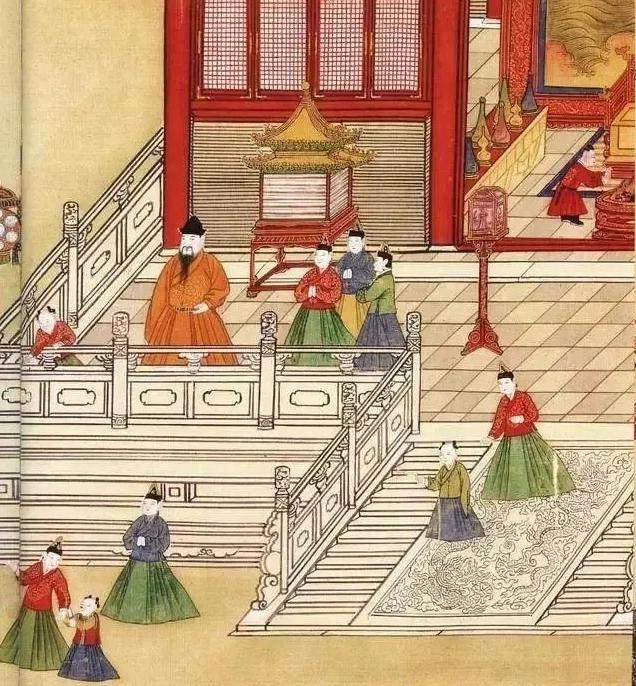 《明宪宗元宵行乐图》中身着马面裙的嫔妃与宫女（图片来源：中国国家博物馆）