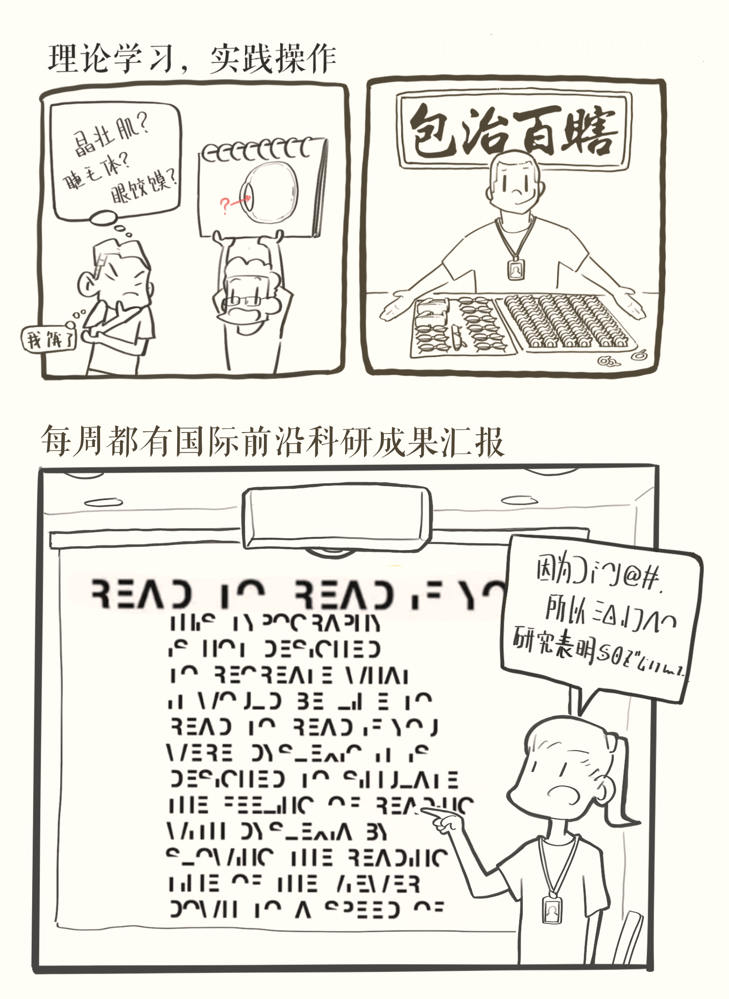 　　制作团队成员绘制的团队学习眼科知识小漫画